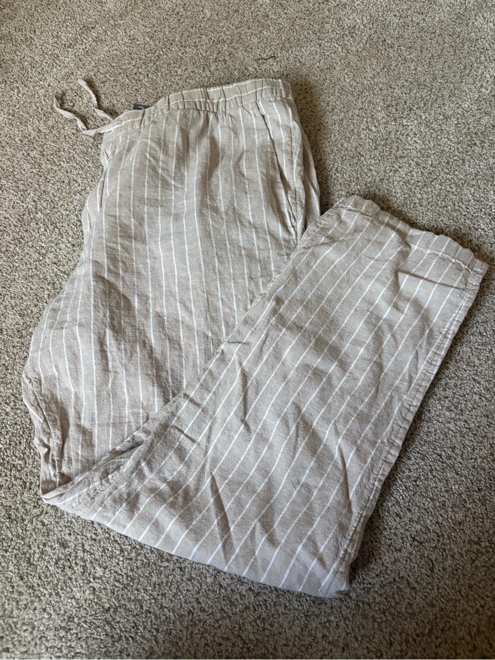 H&M Beige Striped Drawstring Pants